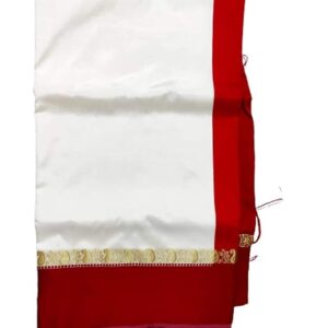Silk Saree for Puja- Bengali lal par sada saree